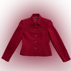 Ann Taylor Classic Red Tweed Wool Blazer Sz 2